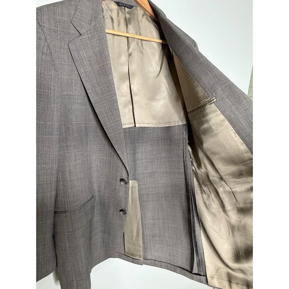 Cricketeer Hecht's Mens Grey Glen Plaid 2 Button Suit Blazer Trousers USA Made - Picture 7 of 11